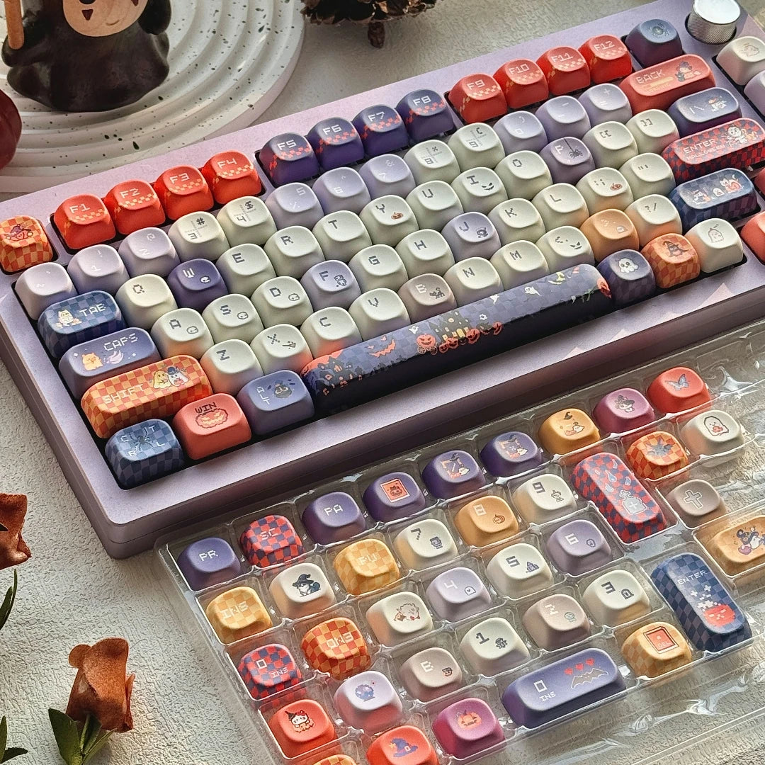 "Pixel Spooky" Pastel Halloween PBT Keycap Set (Cherry & MOA Profile / 120 Keys / 5-Sided Dye-Sub)