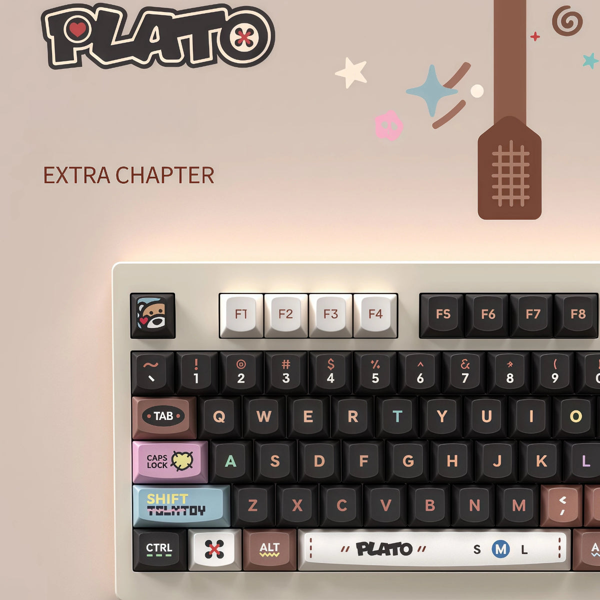 "Plato: Bee Happy" Cozy Mocha & Honeybee PBT Keycap Set (Smile Profile / 158 Keys / Keyspire)