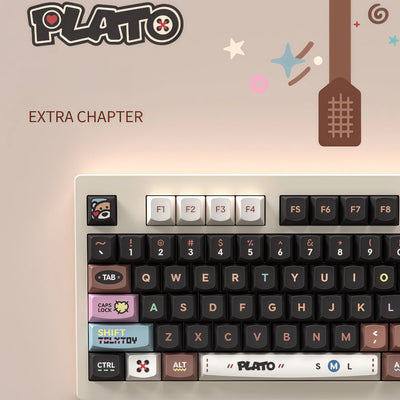 "Plato: Bee Happy" Cozy Mocha & Honeybee PBT Keycap Set (Smile Profile / 158 Keys / Keyspire)