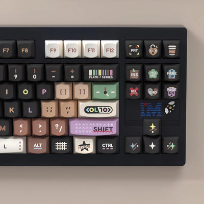 "Plato: Bee Happy" Cozy Mocha & Honeybee PBT Keycap Set (Smile Profile / 158 Keys / Keyspire)
