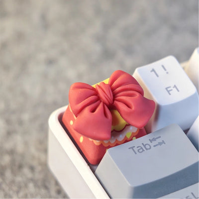 "Red Ribbon Bow" 3D Artisan 1u Keycap
