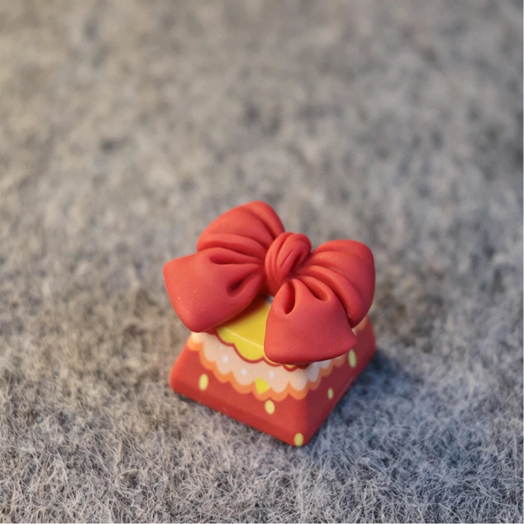 "Red Ribbon Bow" 3D Artisan 1u Keycap