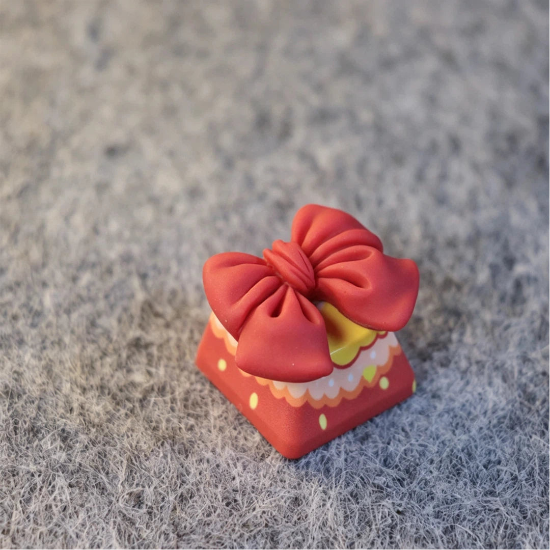 "Red Ribbon Bow" 3D Artisan 1u Keycap
