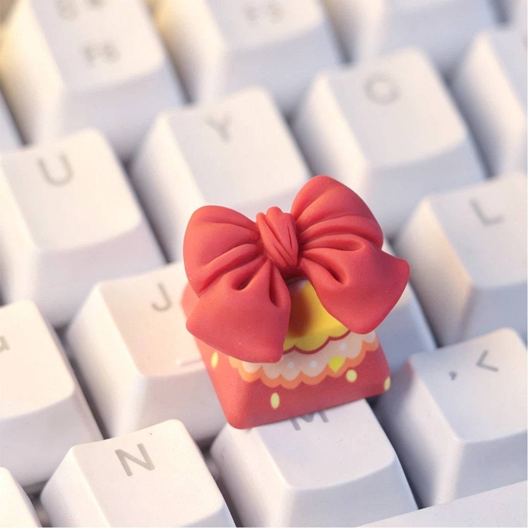 "Red Ribbon Bow" 3D Artisan 1u Keycap