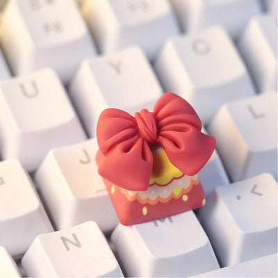 "Red Ribbon Bow" 3D Artisan 1u Keycap