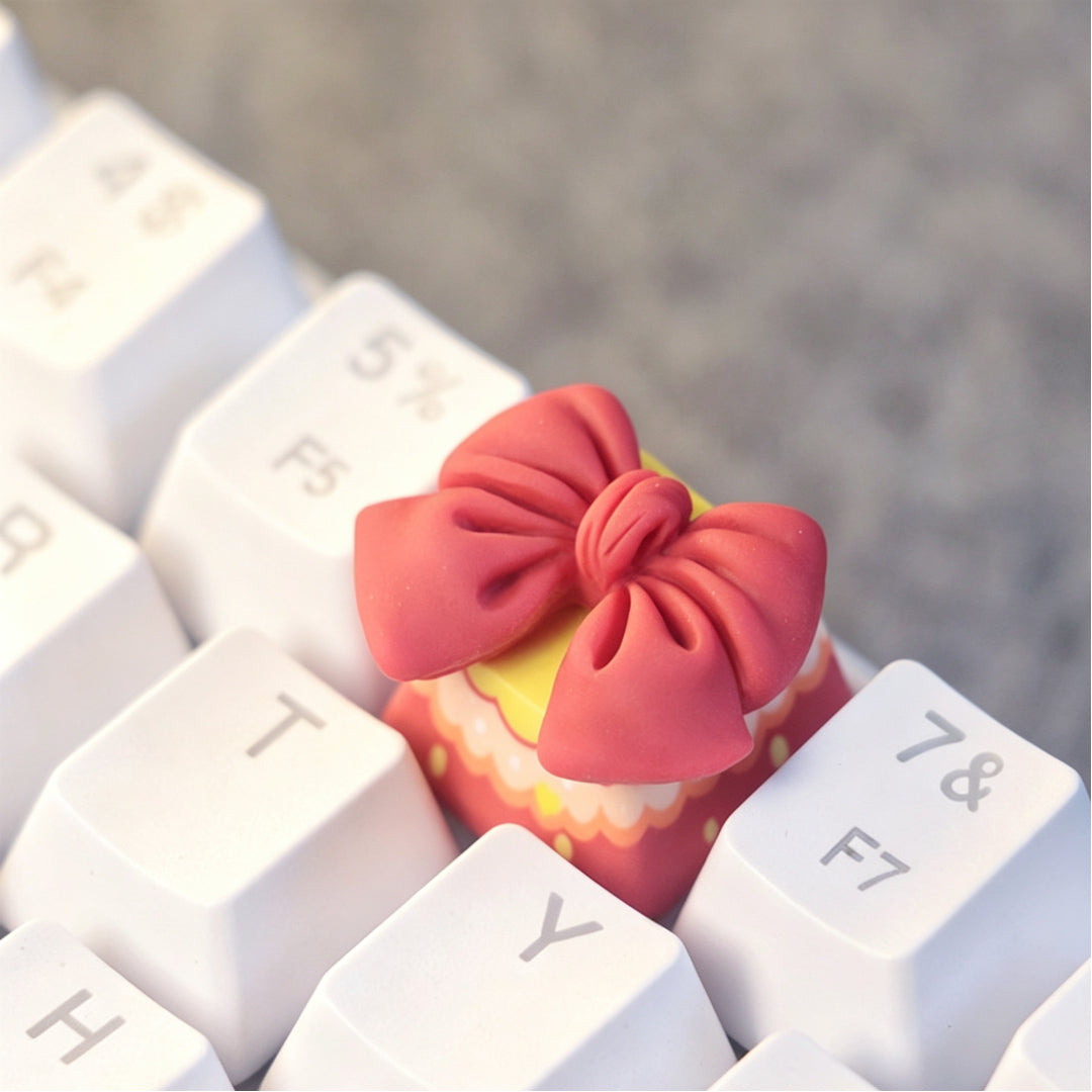 "Red Ribbon Bow" 3D Artisan 1u Keycap