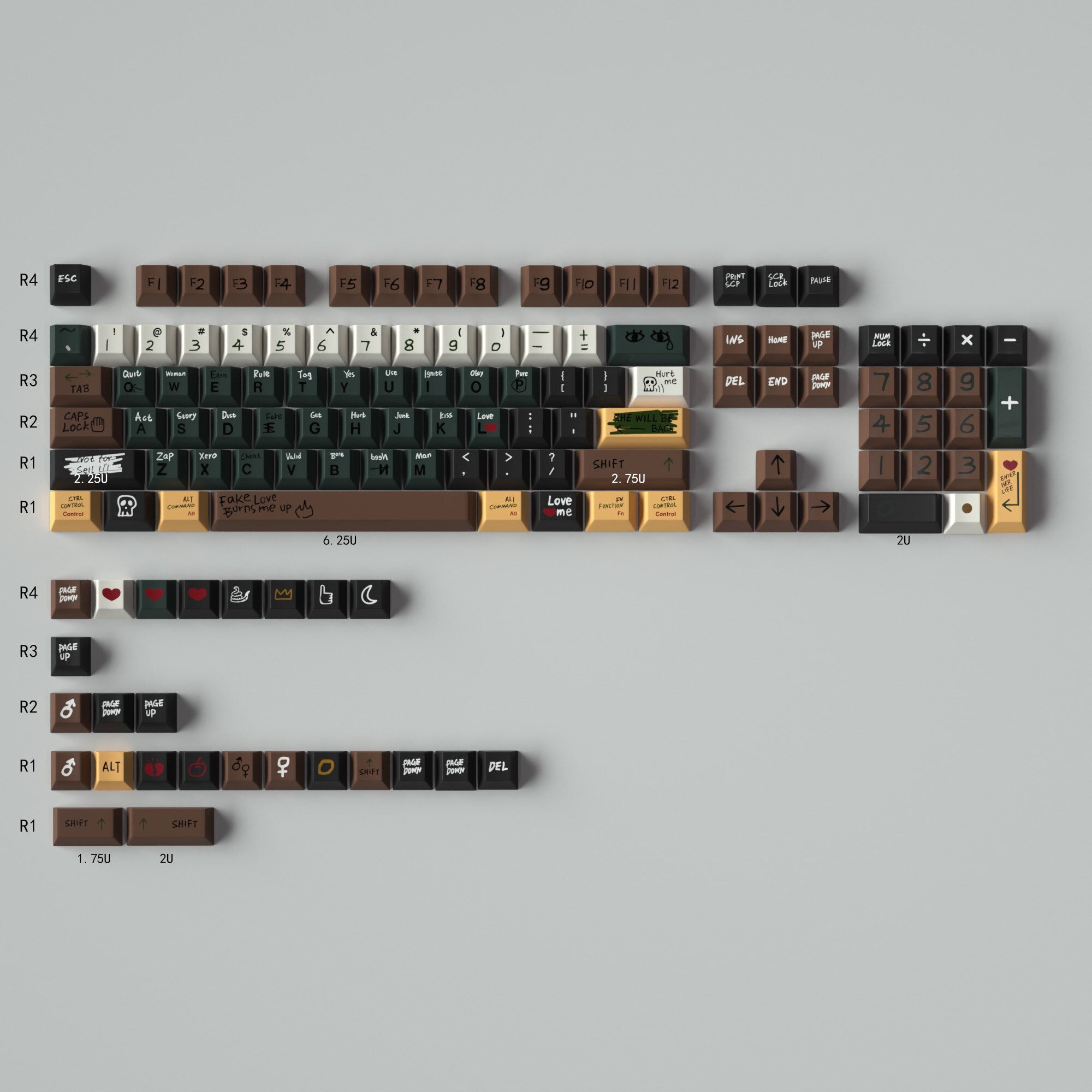 "Retro Love Story" Cherry Profile PBT Keycap Set