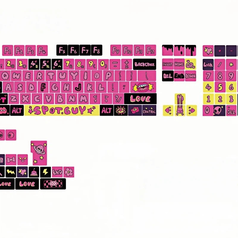 "Spot Guy" Cyberpunk Graffiti Metallic Lacquer PBT Keycap Set (Cherry Profile / 144 Keys / Collab Edition)