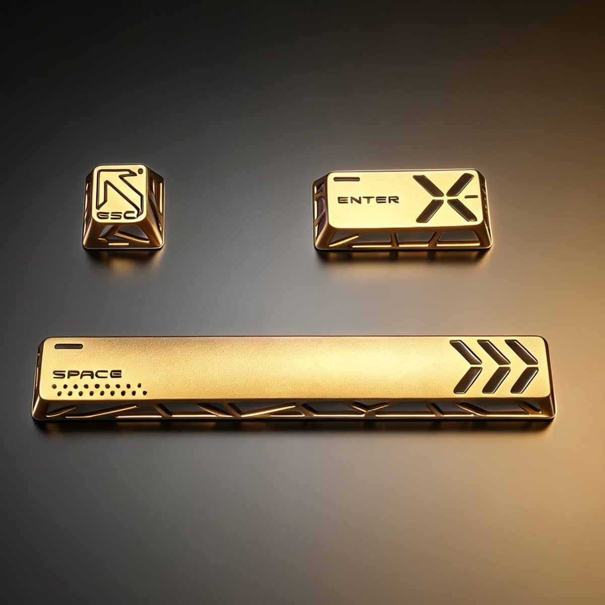 "The Star: Hollow Mecha" CNC Aluminum 3-Piece Keycap Set (Cherry Profile / Esc + Enter + 6.25u Spacebar)