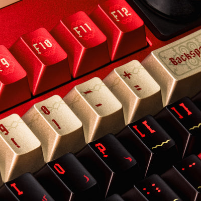"Thorns & Crimson" Metallic Lacquer PBT Keycap Set (Cherry Profile / 144 Keys / Mintcaps)