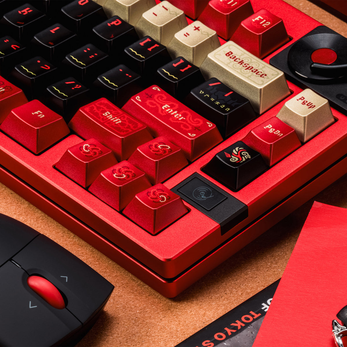 "Thorns & Crimson" Metallic Lacquer PBT Keycap Set (Cherry Profile / 144 Keys / Mintcaps)