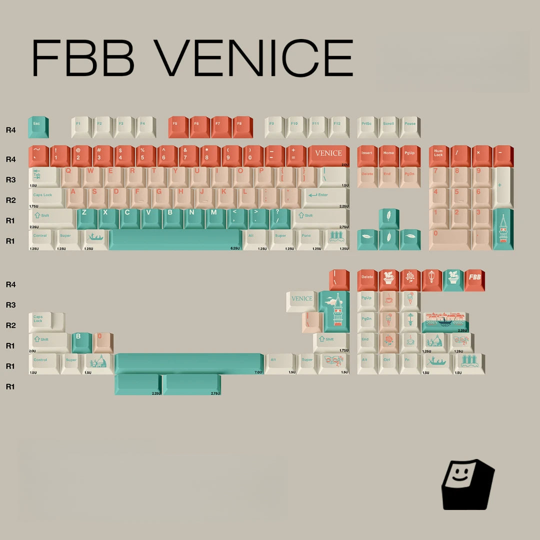 "Venice" Cherry Profile Five-Sided Dye-Sub PBT Keycap Set (145 Keys)