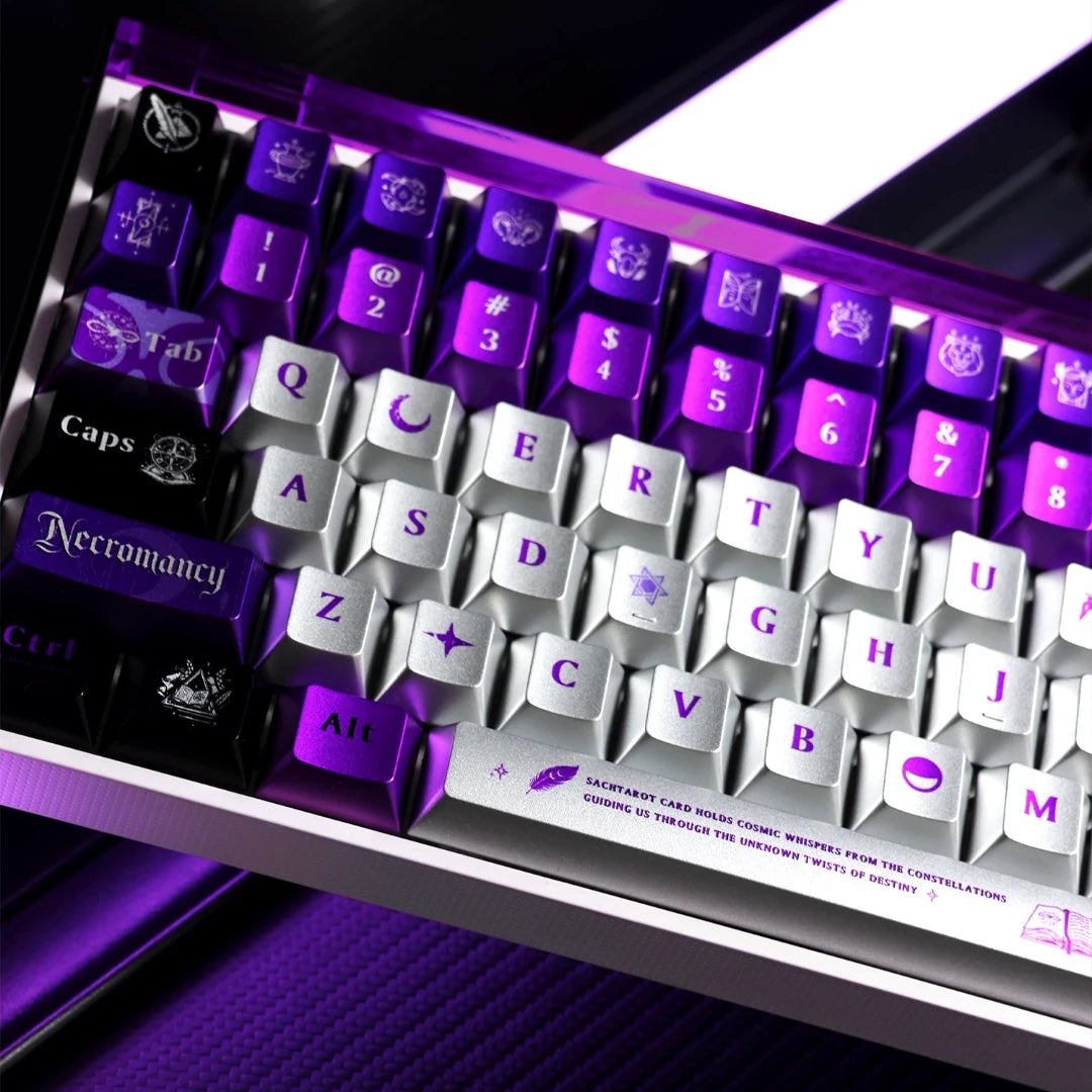 "Violet Astrology: Necromancy & Tarot" Metallic Lacquer PBT Keycap Set (Cherry Profile / 144 Keys)