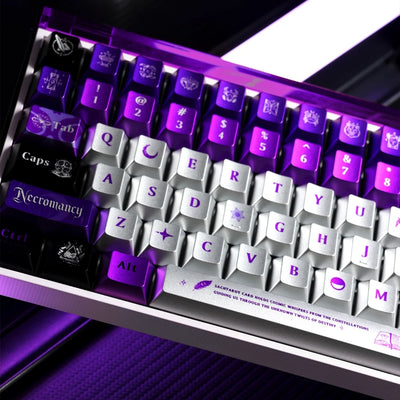 "Violet Astrology: Necromancy & Tarot" Metallic Lacquer PBT Keycap Set (Cherry Profile / 144 Keys)