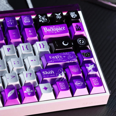 "Violet Astrology: Necromancy & Tarot" Metallic Lacquer PBT Keycap Set (Cherry Profile / 144 Keys)