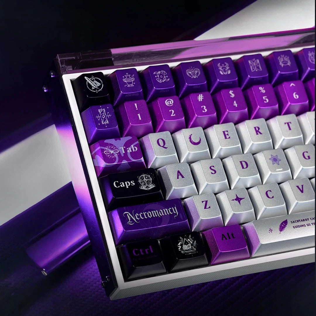 "Violet Astrology: Necromancy & Tarot" Metallic Lacquer PBT Keycap Set (Cherry Profile / 144 Keys)