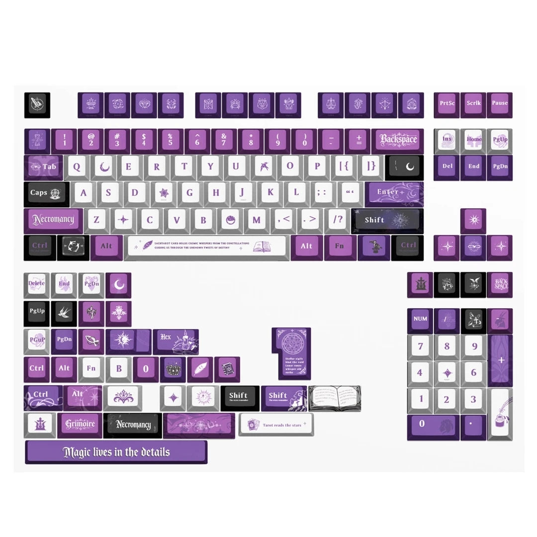 "Violet Astrology: Necromancy & Tarot" Metallic Lacquer PBT Keycap Set (Cherry Profile / 144 Keys)