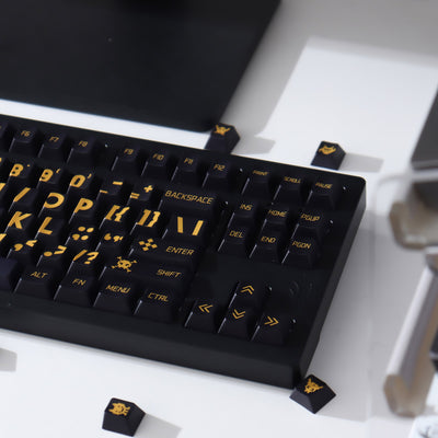 "BLACK PIXEL" Black & Yellow Cherry Profile PBT Dye-Sub Keycap Set