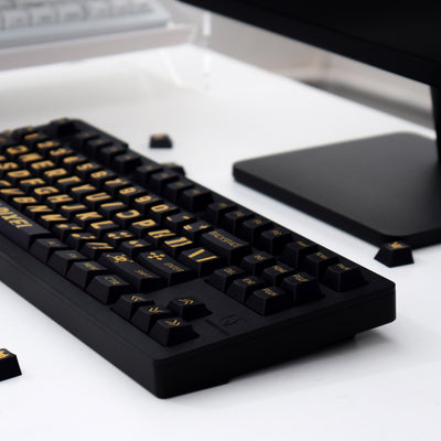 "BLACK PIXEL" Black & Yellow Cherry Profile PBT Dye-Sub Keycap Set