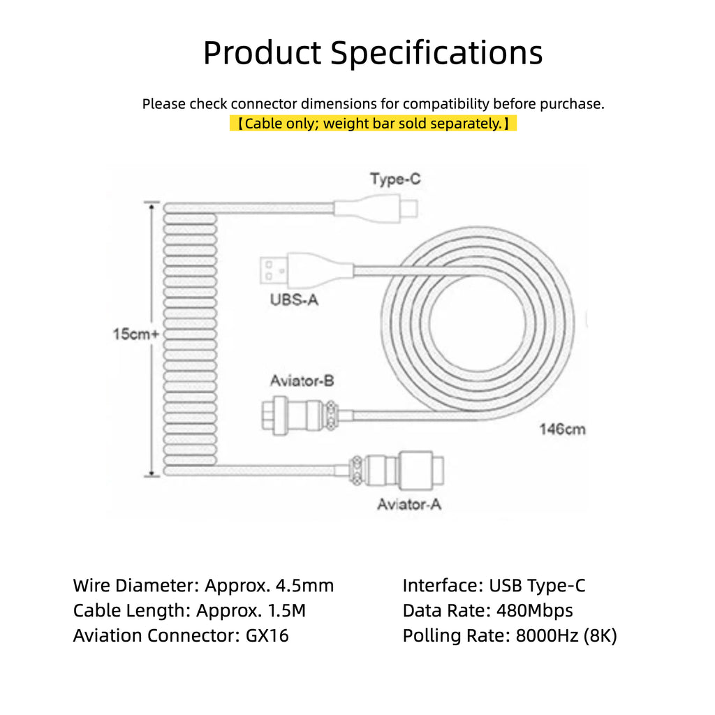 8K Standard Aviation Cable(No Weighted Rod)