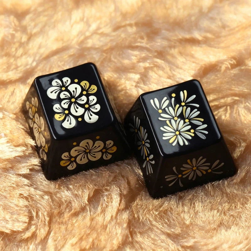 Gold & Silver Inlay Solid Gold Lacquer Ceramic Keycap