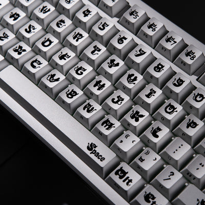 "Ye Mei" (Night Phantom) Anodized Silver CNC Aluminum Keycap Set