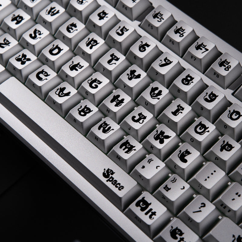 "Ye Mei" (Night Phantom) Anodized Silver CNC Aluminum Keycap Set
