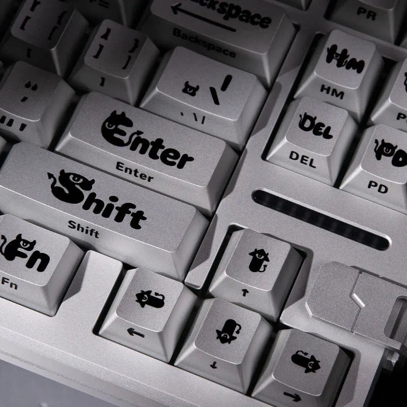 "Ye Mei" (Night Phantom) Anodized Silver CNC Aluminum Keycap Set