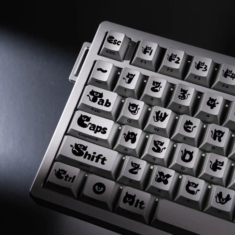 "Ye Mei" (Night Phantom) Anodized Silver CNC Aluminum Keycap Set