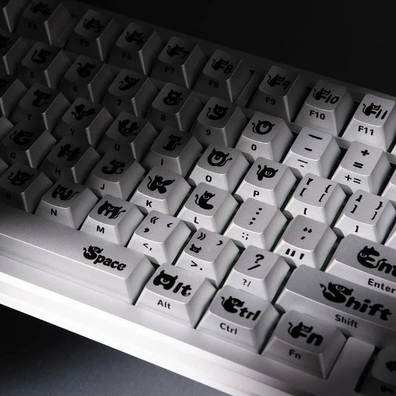 "Ye Mei" (Night Phantom) Anodized Silver CNC Aluminum Keycap Set