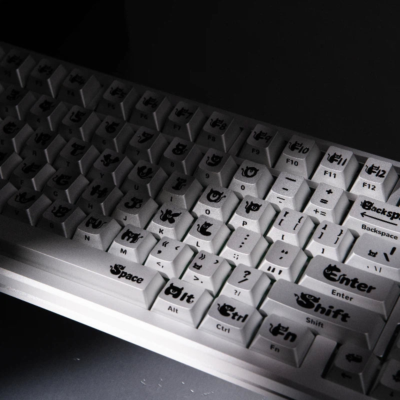 "Ye Mei" (Night Phantom) Anodized Silver CNC Aluminum Keycap Set